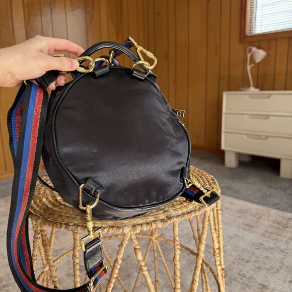 Puma X Balmain Leather Satin Round Backpack Black Gold Streetwear RARE find! - Picture 7 of 15